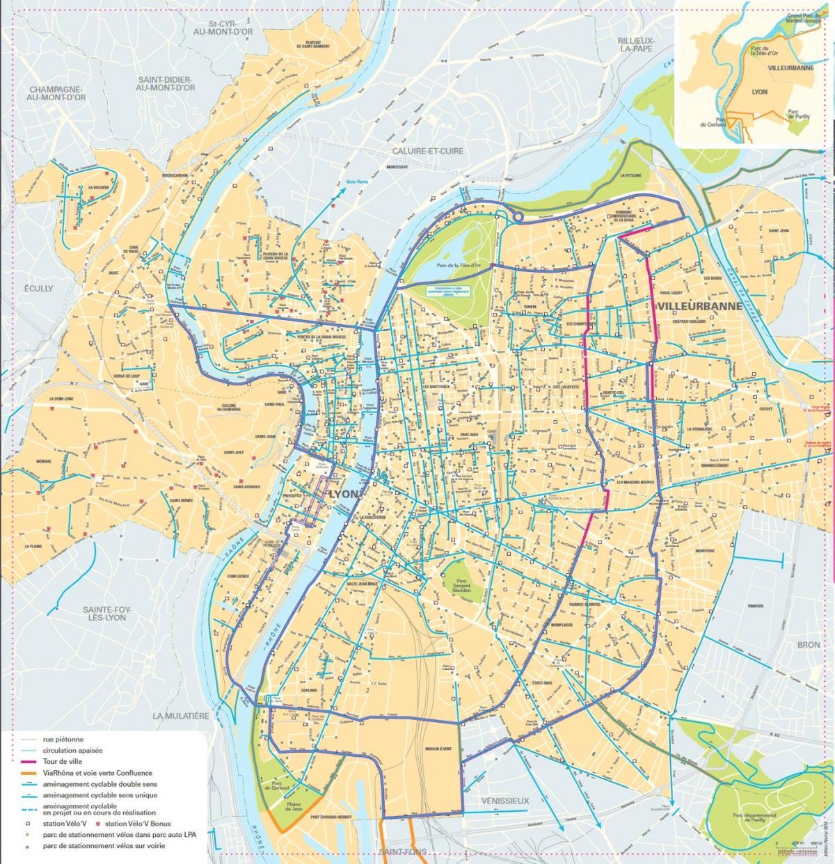 Karte von Lyon-bike