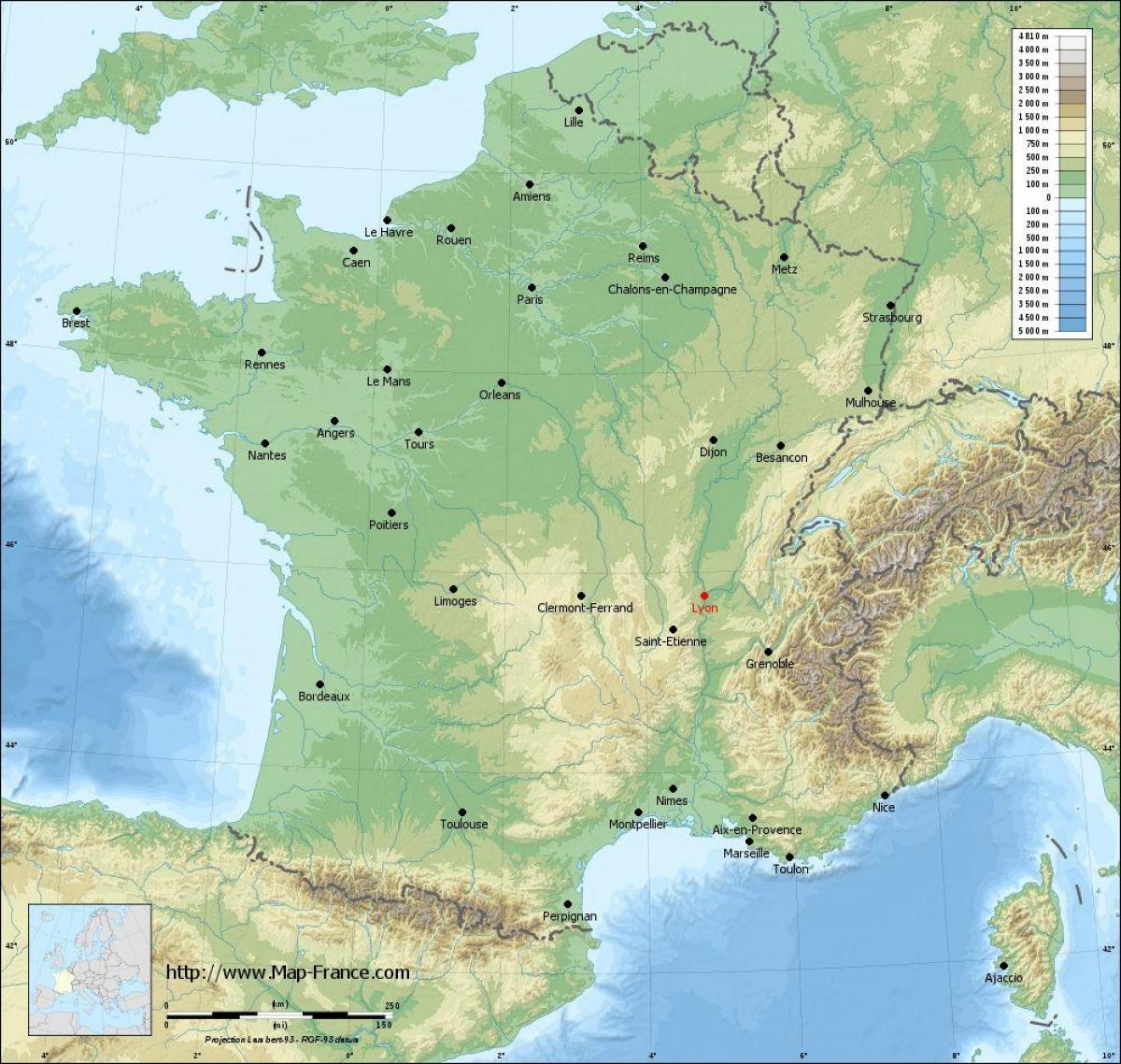 Karte von Lyon geographic