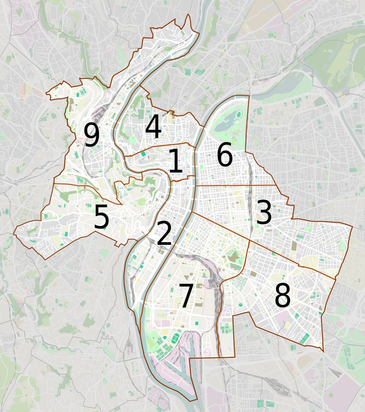 Stadtplan von Lyon die Nachbarschaft