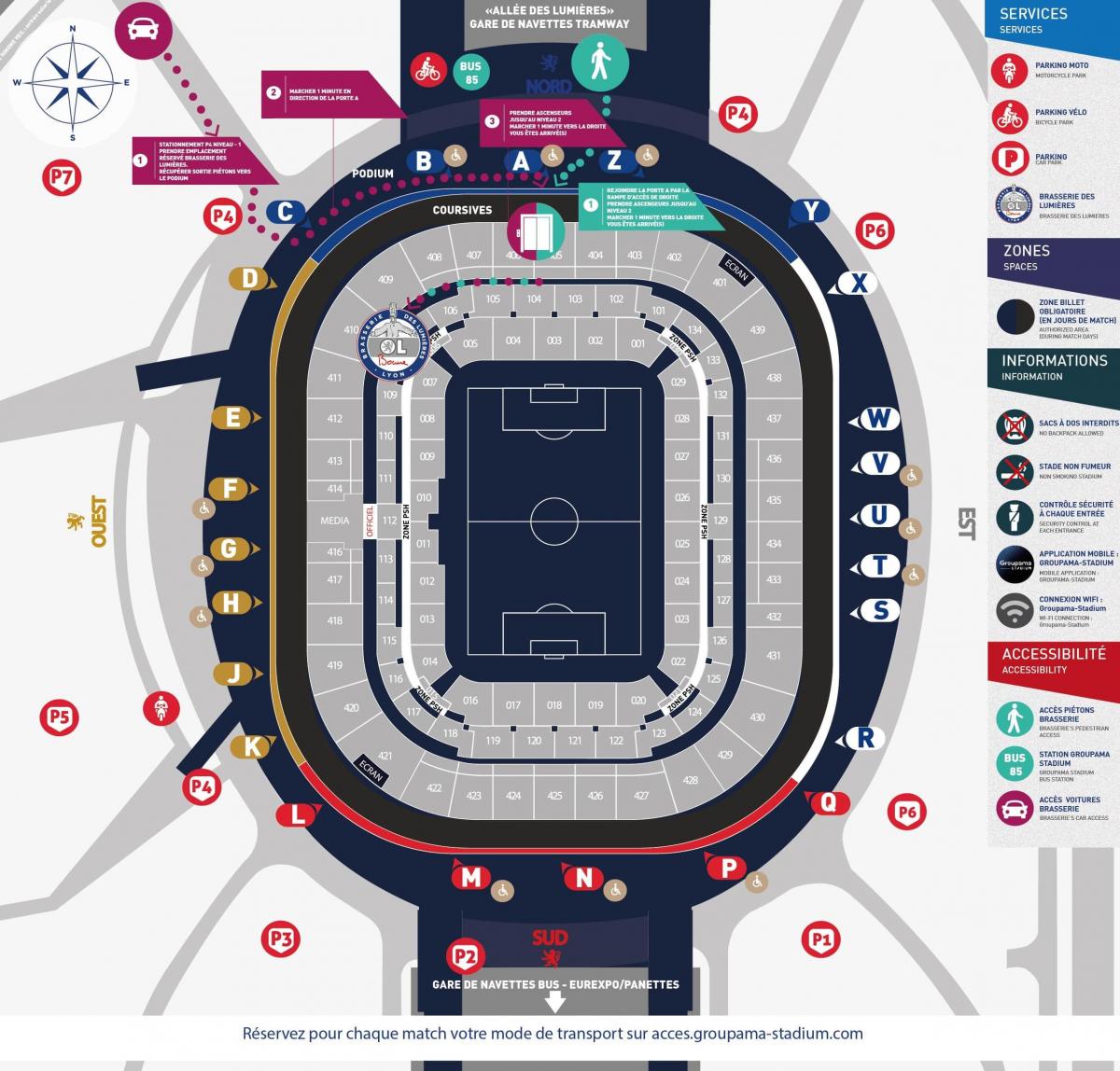 Karte von Lyon Stadion