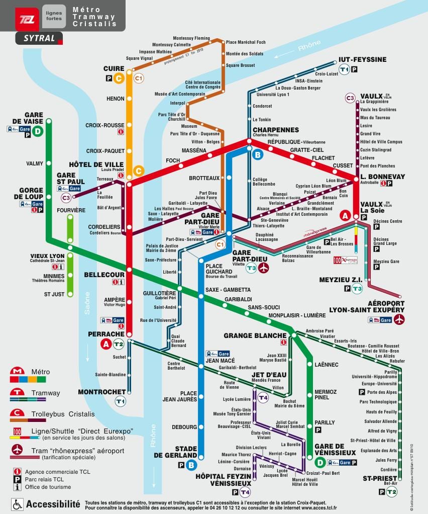 Lyon U-Bahn-Karte