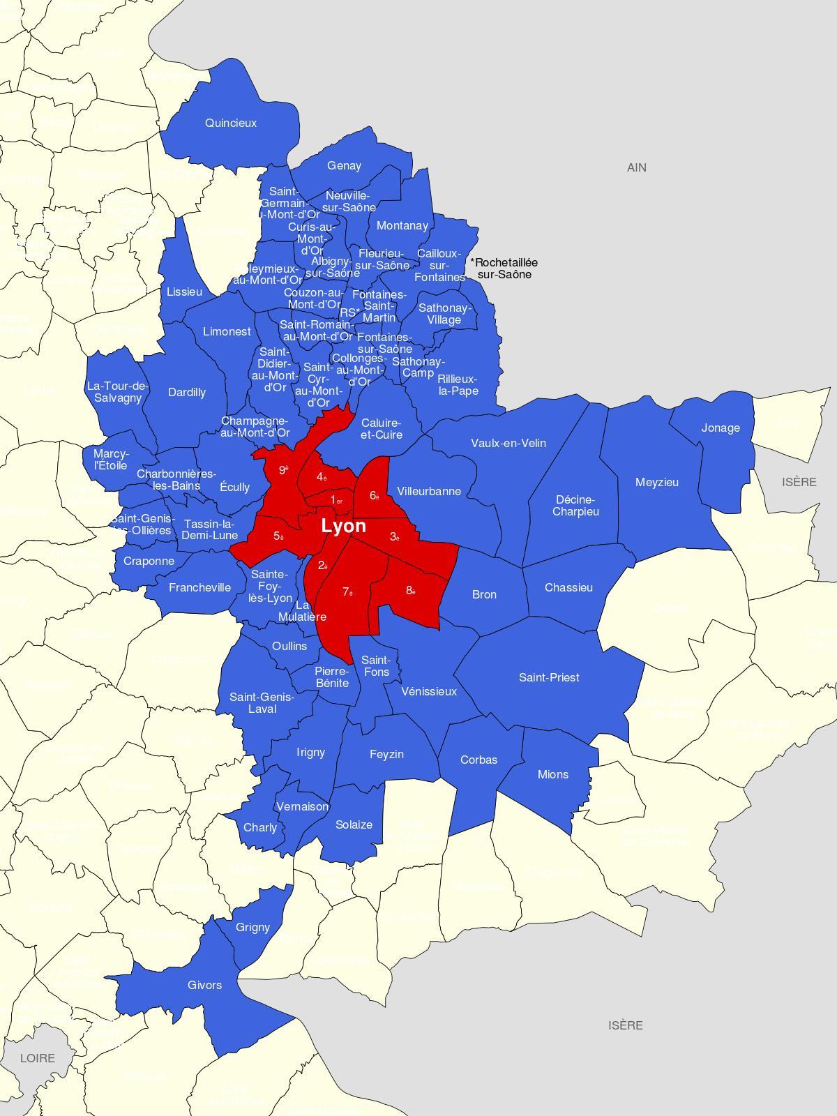 Karte von Lyon-Vorstadt 